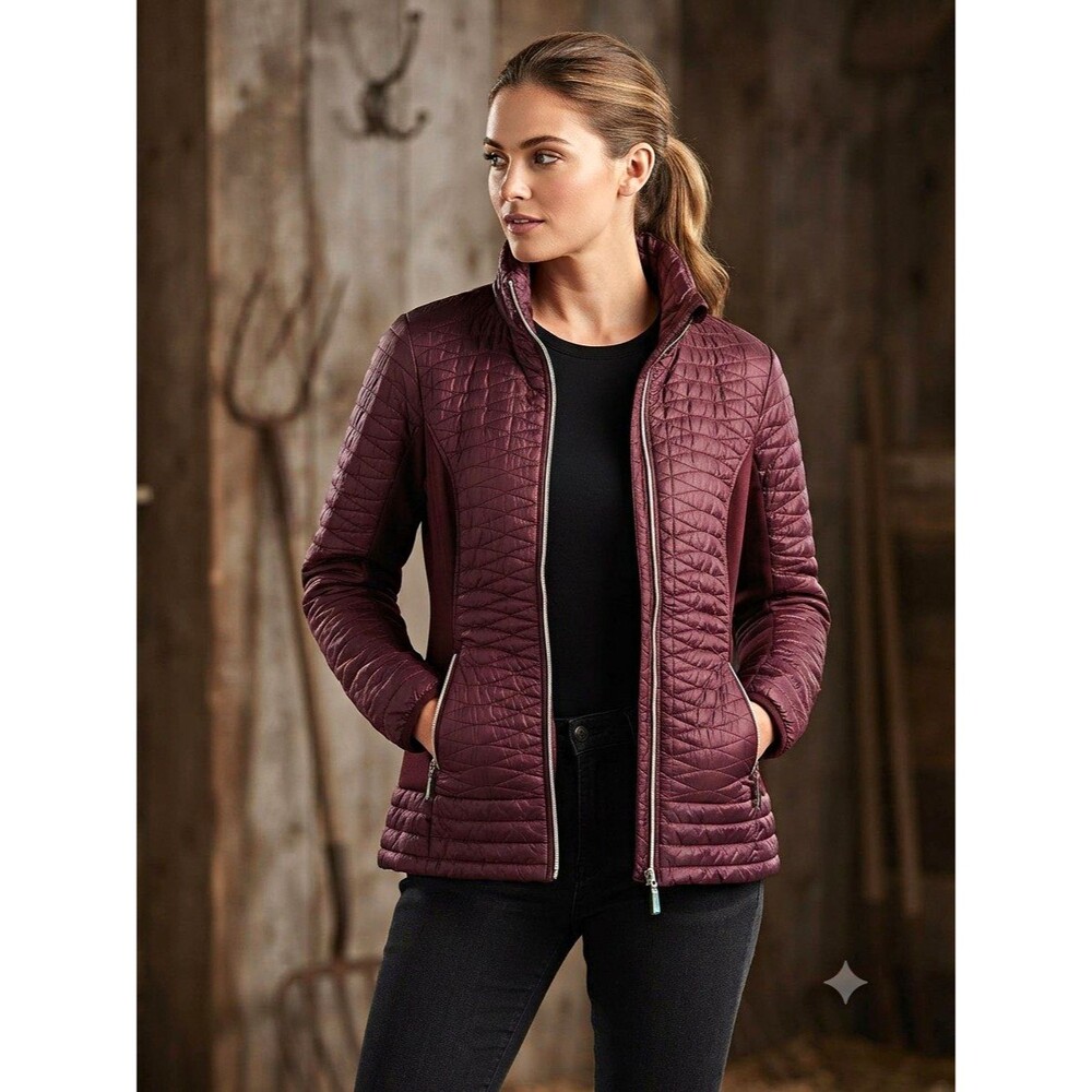 Valerie Stevens Women’s Burgundy Quilted Mid-Length Jacket